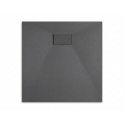  Essential 80x80 cm receveur de douche carré à poser SMC avec surface effet pierre, gris foncé (CERAES8080DG)
