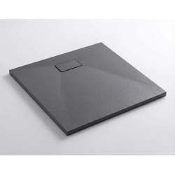 80x80 cm receveur de douche SMC à poser avec surface effet pierre, gris foncé (CERAES8080DG)