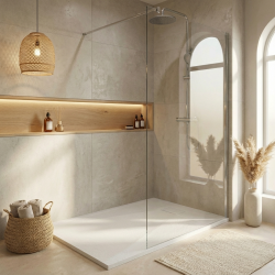 120x80 cm receveur de douche SMC à poser avec surface effet pierre, blanc (CERAES12080W)