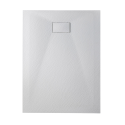 Essential 140x90 cm receveur de douche rectangulaire à poser SMC avec surface effet pierre, blanc (CERAES14090W)