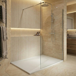Essential 140x90 cm receveur de douche rectangulaire à poser SMC avec surface effet pierre, blanc (CERAES14090W)