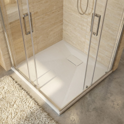 Ceramia Essential 90x90 cm receveur de douche carré à poser SMC avec surface effet pierre, blanc (CERAES9090W)