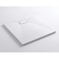 Essential 90x90 cm receveur de douche carré à poser SMC avec surface effet pierre, blanc (CERAES9090W)