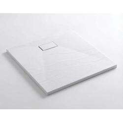 PixL 90x90 cm receveur de douche carré à poser BMC avec surface effet pierre, blanc (CERAPX9090W)