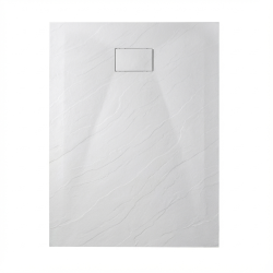 PixL 120x80 cm receveur de douche rectangulaire à poser BMC avec surface effet pierre, blanc (CERAPX12080W)