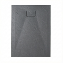  PixL 120x90 cm receveur de douche rectangulaire à poser BMC avec surface effet pierre, gris foncé (CERAPX12090DG)