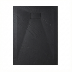PixL 120x90 cm receveur de douche rectangulaire à poser BMC avec surface effet pierre, noir (CERAPX12090B)