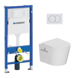 Pack WC bâti-support Duofix UP100 + WC suspendu Tornado Rimless + abattant SoftClose + plaque blanche (CETORGEB1)