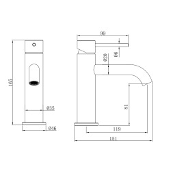 Aurum mitigeur de lavabo 16,5 cm, à levier, sans vidage, or rose brossé SATBAUR271BRG avec une garantie de 5 ans