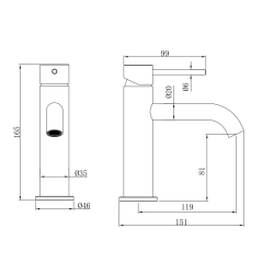  Aurum mitigeur de lavabo 16,5 cm, à levier, sans vidage, or rose brossé (SATBAUR271BRG)