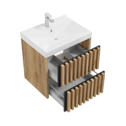 Delano 60x56x45 cm meuble de salle de bain mural sous lavabo, chêne mat (DELANO60ZDBU)