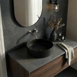 PixL 36 x 36 x 12 cm vasque à poser Infinitio, sans trop-plein, noir (CEPX3636BKM)