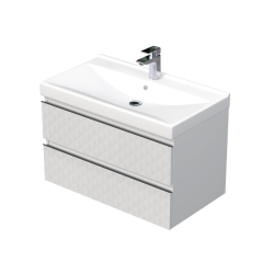Cube Way 80x47,5x46 cm meuble de salle de bain suspendu avec lavabo et plaque de recouvrement, blanc mat (CUBE3D46802ZBVER)