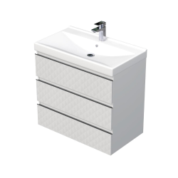 Cube Way 80x71x46 cm meuble de salle de bain suspendu avec lavabo et plaque de recouvrement, blanc mat (CUBE3D46803ZBVER)