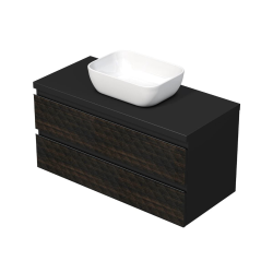 Cube Way 120x47,5x46 cm meuble de salle de bain suspendu avec double vasque en céramique, blanc mat (CUBE3D461202ZBSAT)