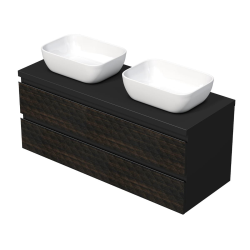 Cube Way 120x47,5x46 cm meuble de salle de bain suspendu avec double vasque en céramique, blanc mat (CUBE3D461202ZBSAT)