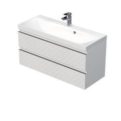 Cube Way 80x47,5x46 cm meuble de salle de bain suspendu 2 tiroirs avec lavabo en céramique, marron mat (CUBE3D46802ZHVER)