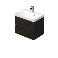 Cube Way 100x47,5x40 cm meuble de salle de bain suspendu 2 tiroirs avec lavabo en marbre coulé, marron mat (CUBE3D1002ZH)