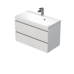 Cube Way 100x47,5x40 cm meuble de salle de bain suspendu 2 tiroirs avec lavabo en marbre coulé, marron mat (CUBE3D1002ZH)