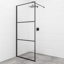 Walk-in paroi de douche à l'italienne 140 cm en verre, noir mat (SIKOWI140CP)