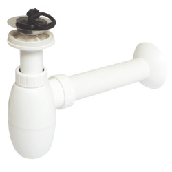 Siphon de lavabo DN40 avec bonde en inox, corps blanc - MULTI