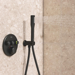 Precision SmartControl set de douche encastré 2 jets avec mitigeur thermostatique, tête ronde Ø 31 cm, noir mat (348742430)