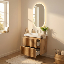 Project 60x120 cm miroir ovale avec éclairage LED, film chauffant anti-buée et capteur (ZPROV12060LED)