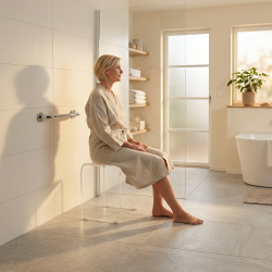 Siège de salle de bain PMR, Transparent (SATSTOLPLASTT)