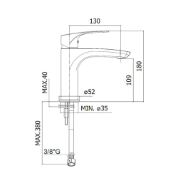  Project mitigeur de lavabo à levier, sans vidage, noir mat (SATBSPRO271C)