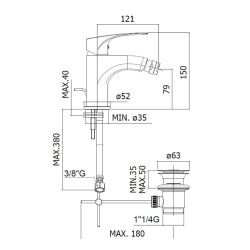  Project mitigeur de bidet à levier, avec vidage, noir mat (SATBSPRO235C)