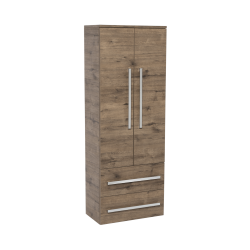 Cube Way 60x163x33 cm armoire haute de salle de bain suspendue 2 tiroirs, 2 portes, décoration chêne Wellington (CUBE3CHV60DW)