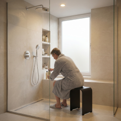 Siège de salle de bain PMR, Noir (SATSTOLPLASTC)