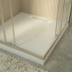 PixL 90x90 cm receveur de douche carré à poser BMC avec surface effet pierre, blanc (CERAPX9090W)