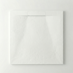 PixL 90x90 cm receveur de douche carré à poser BMC avec surface effet pierre, blanc (CERAPX9090W)
