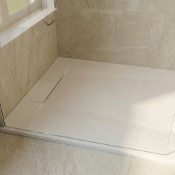 PixL 120x80 cm receveur de douche rectangulaire à poser BMC avec surface effet pierre, blanc (CERAPX12080W)