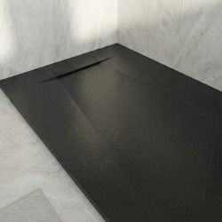 PixL 120x80 cm receveur de douche rectangulaire à poser BMC avec surface effet pierre, noir (CERAPX12080B)