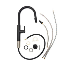Mitigeur cuisine avec douchette extractible 2 jets, noir mat (SATBSD286C)