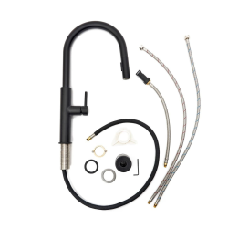 set mitigeur lavabo XL + mitigeur cuisine avec douchette extractible 2 jets, noir mat (SATBSBW285C)