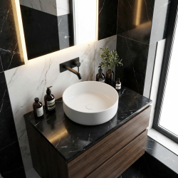 Swiss Aqua Technologies Vasque à poser Infinitio 39 x 39 x 12 cm sans trop-plein, blanc mat (SATINF3939M)