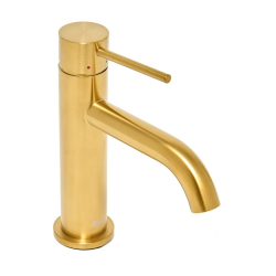 Aurum mitigeur lavabo sur pied 16,5 cm, à levier, sans vidage, or brossé (SATBAUR271BG)