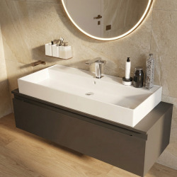 Vasque à poser 100,4 x 46,5 cm - blanc brillant - sans trop-plein - Infinitio SAT