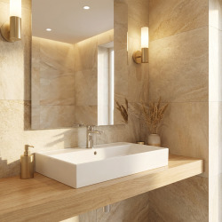 Lavabo rectangulaire en céramique 80,5 x 46,5 cm - blanc brillant - avec trop-plein - à suspendre ou sur meuble - SAT Infinitio