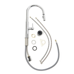 set mitigeur lavabo haut, sans vidage + mitigeur cuisine avec douchette extractible 2 jets, chrome (SATBSBD285)