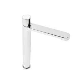 Mitigeur de lavabo haut Fusion avec levier de vidange en verre blanc (SATBSFU285BS)