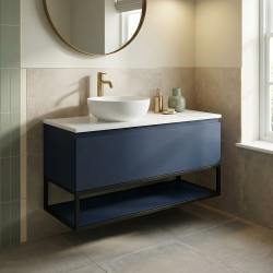 Ceramia Nouveau meuble de salle de bain 120 cm, certifié FSC, bleu foncé (CERAMIA-1DB120)