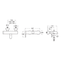 Ona mitigeur bain/douche mural à levier sans ensemble de douche, chrome (A5A029EC00)