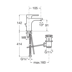 L20 mitigeur de lavabo à levier technologie ColdStart, avec vidage, chrome (7.5A3I.0.9C0.0)