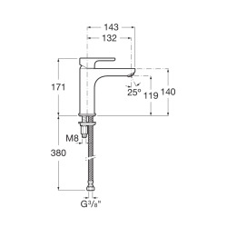 L20 mitigeur de lavabo à levier, sans vidage, chrome (7.5A3B.0.9C0.0)