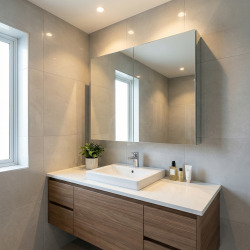Armoire de toilette avec miroir intégré, 80x75 cm blanc, SAT B-Way (BWAY80CABW)