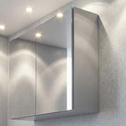 B-Way 60x75 cm armoire de salle de bain en chêne lamellé-collé avec miroir intégré (BWAY60CABOAK)